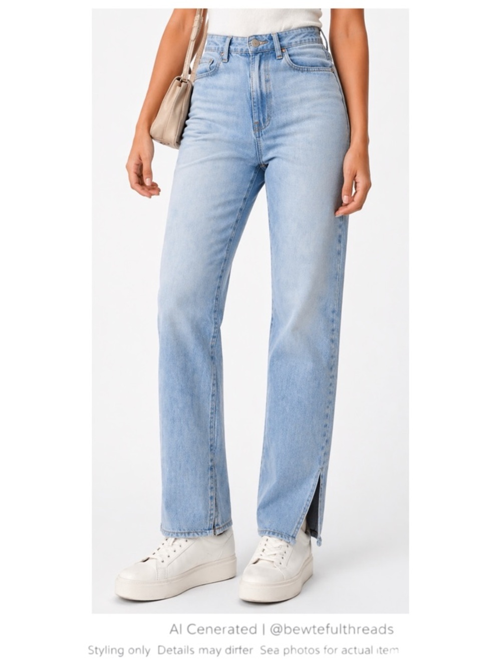 Ultra High Rise Split Hem 90s Straight Jeans Light Wash 26